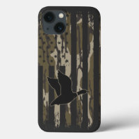 Old School Camo Duck Hunting American USA Flag