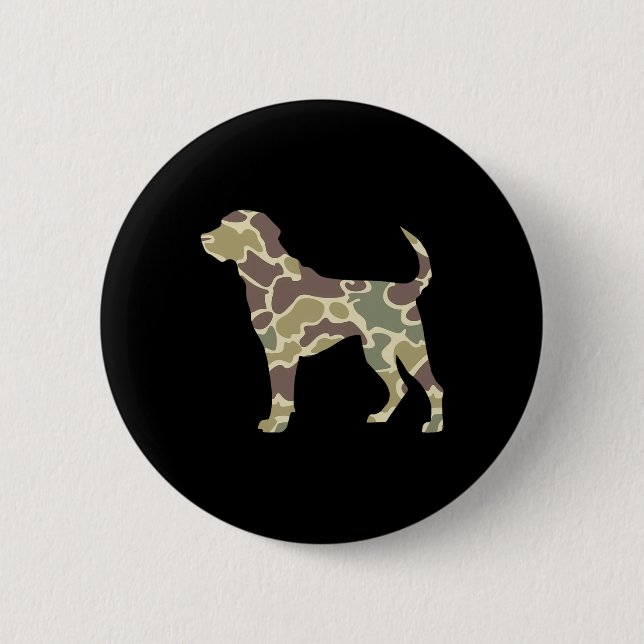 Old School Camo Hunting Dog  Button (Front)