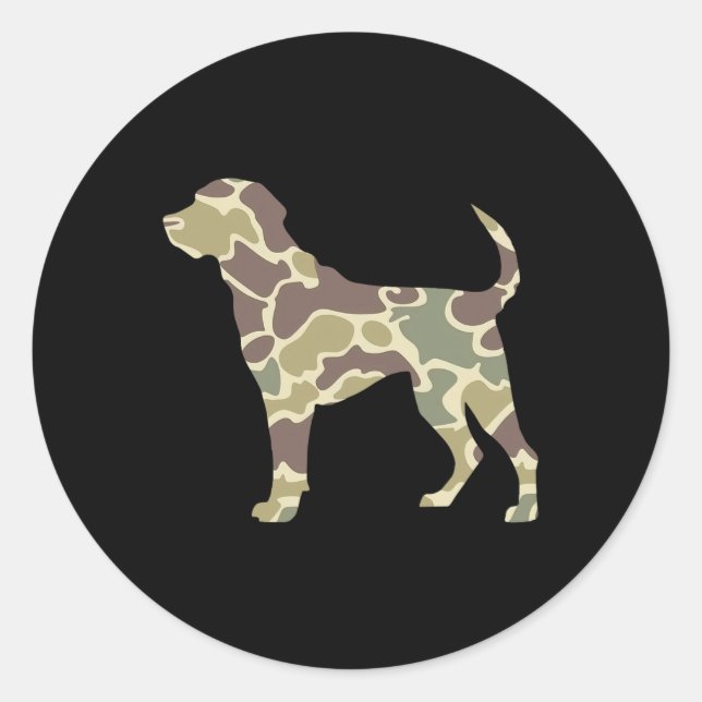 Old School Camo Hunting Dog  Classic Round Sticker (Front)