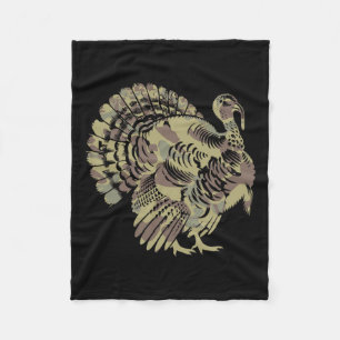 Old School Camo Turkey Hunting Thankgiving Gift Fleece Blanket