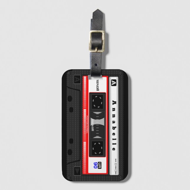 Old School Cassette Personalize  Luggage Tag (Front Vertical)