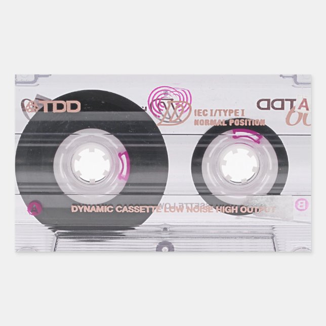 Old school cassette tape rectangular sticker (Front)