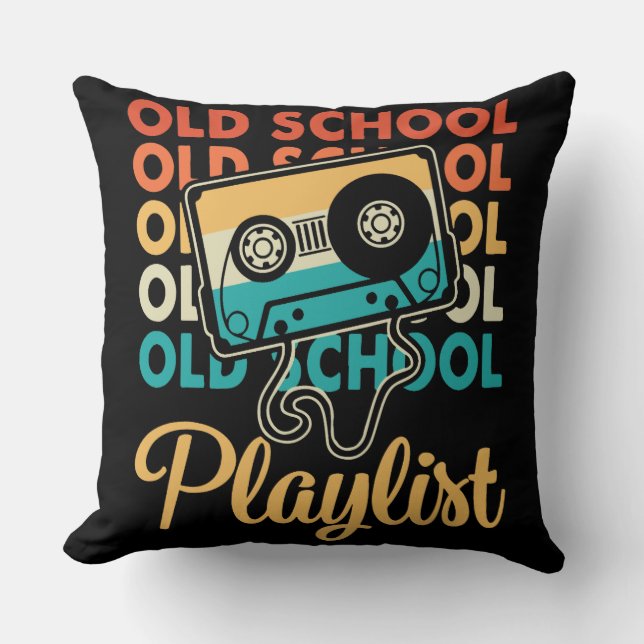 Old School Cassette Tape Retro Design Throw Pillow (Front)