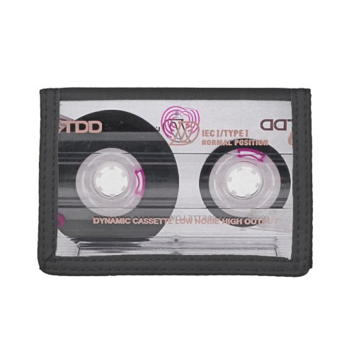 Old school cassette tape tri_fold wallet