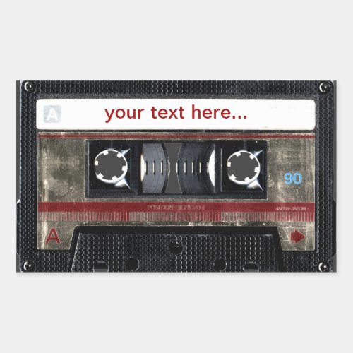 Old School Cassette w Customizable Text Sticker