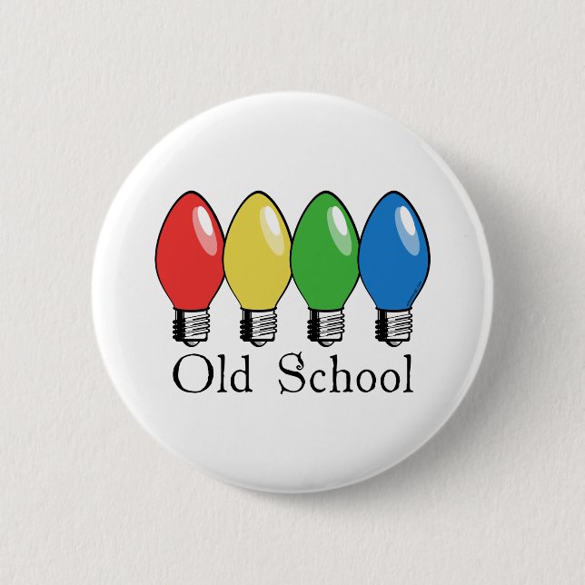 Old School Christmas Tree Lights Button (Front)
