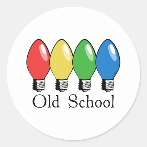 Old School Christmas Tree Lights Classic Round Sticker