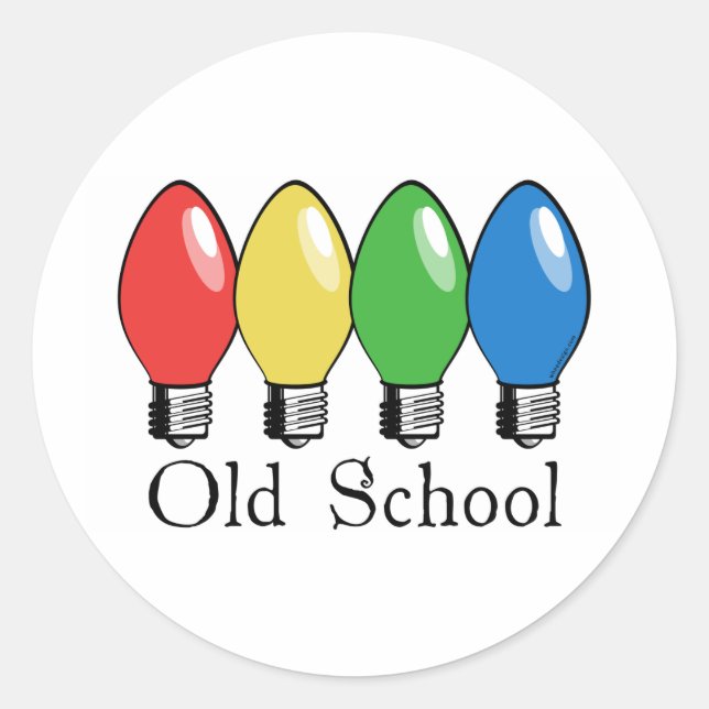 Old School Christmas Tree Lights Classic Round Sticker (Front)