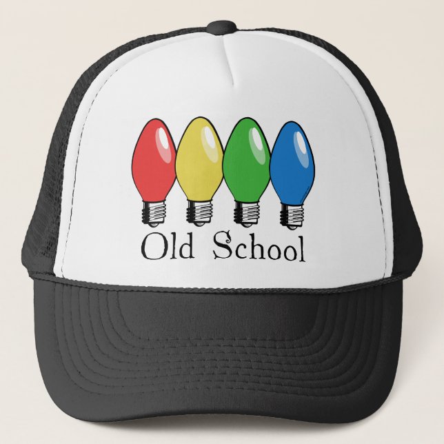Old School Christmas Tree Lights Trucker Hat (Front)