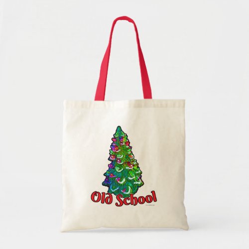 Old School Christmas Tree Slogan Tote Bag