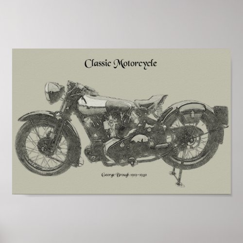 Old School classic motorcycle 1920s  Poster