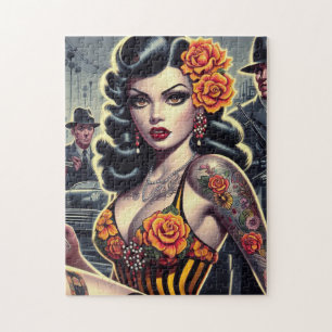 Old School Cute Goth Girl Jigsaw Puzzle