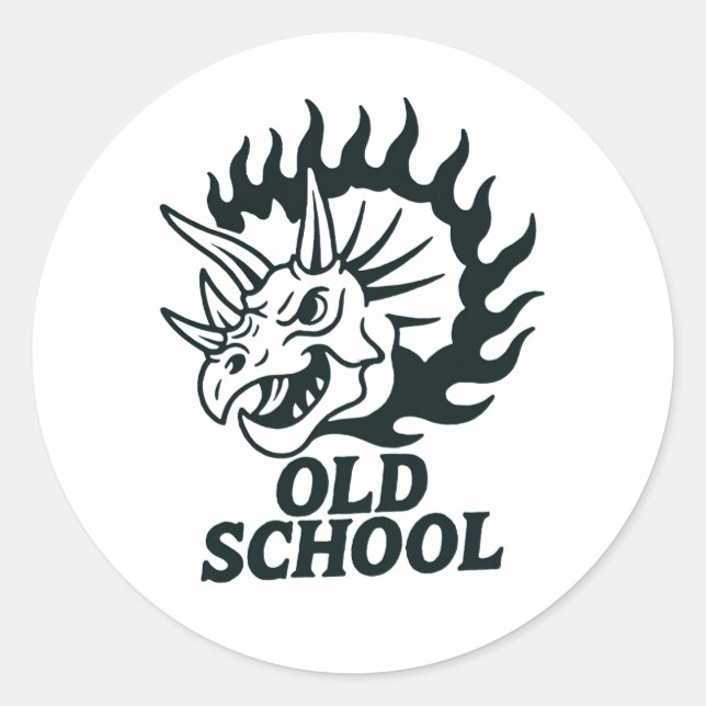 Old School Dinosaur Funny Sticker (Front)