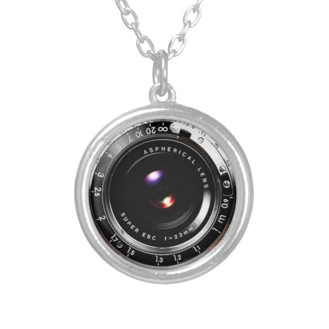 Old School Film Camera Silver Plated Necklace (Front)