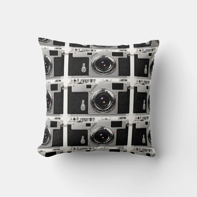 Old School Film Camera Throw Pillow (Front)