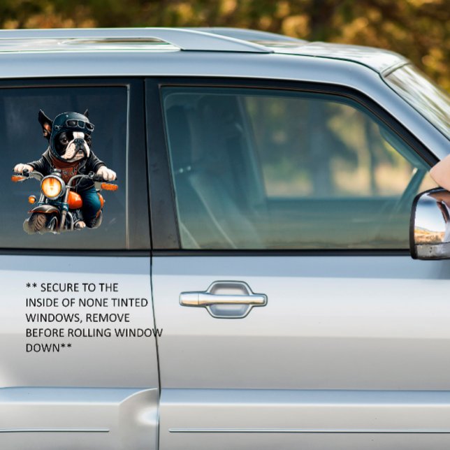 Old School French Bulldog Lil Biker Dude Window Cling (Creator Uploaded)