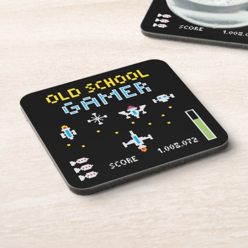 Old School Game _ Spaceship Beverage Coaster