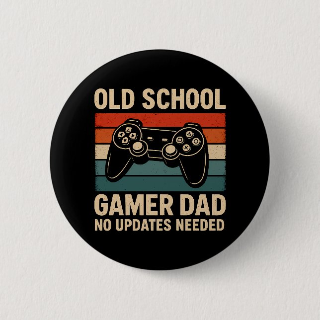 Old School Gamer Dad Retro Controller  Button (Front)