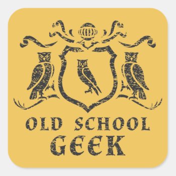 Old School Geek Owl Sticker by LVMENES at Zazzle