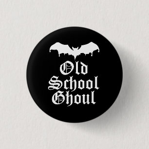 Old School Ghoul Goth Bat Button