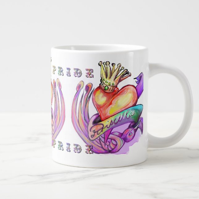 Old school heart tattoo and pride  giant coffee mug (Right)