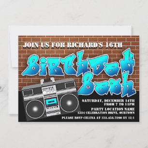 Old School Hip Hop Birthday Invitations