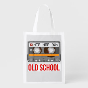Old School Hip Hop Cassette Tape Rap Music Lovers Grocery Bag