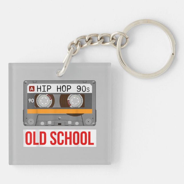 Old School Hip Hop Cassette Tape Rap Music Lovers  Keychain (Back)