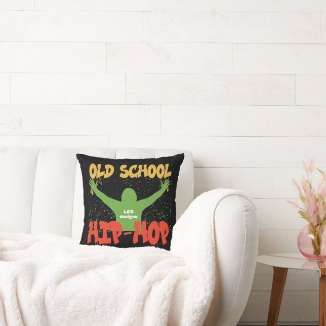 OLD SCHOOL HIP HOP funny music                     Throw Pillow (Couch)