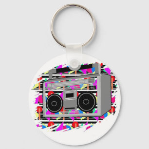 old school hip hop stereo RETRO 1980s boombox Keychain