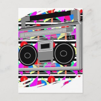 Old School Hip Hop Stereo Retro 1980s Boombox Postcard by cranberrysky at Zazzle