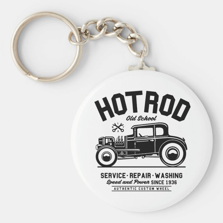 Old School Hot Rod Lovers Keychain | Zazzle