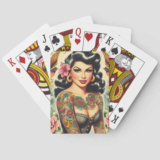 Old School Inked Girl Poker Cards (Back)