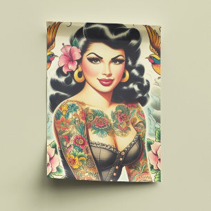 Old School Inked Girl Tissue Paper