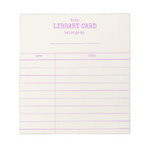 Old School Library Card Notepad for Book Tracking