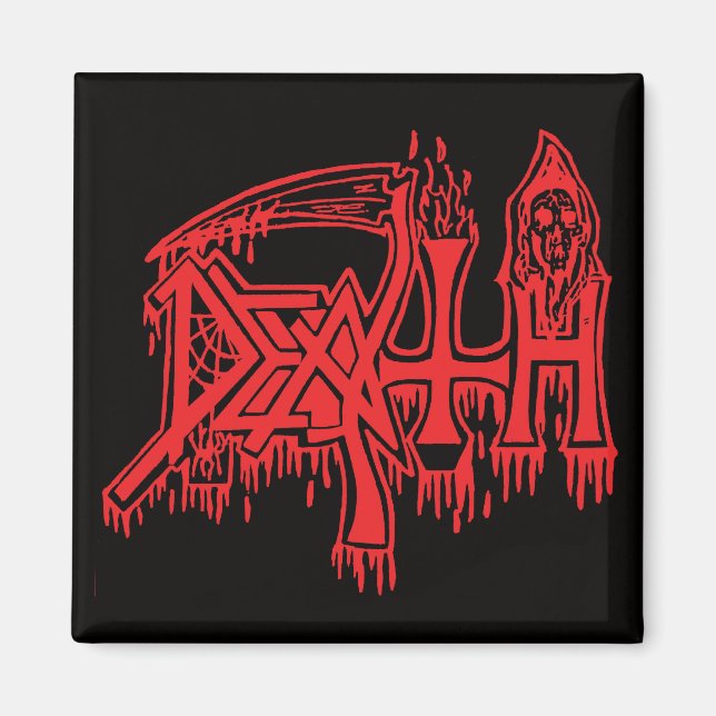 Old school logo red on black magnet (Front)