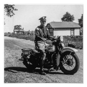 Old School Lone Motorcycle Cop Photo Print