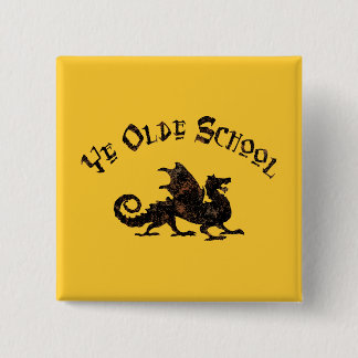 Old School - Medieval Dragon King Arthur Knights Button