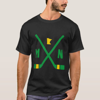 Old School Minnesota Hockey Sticks State Outline T-Shirt
