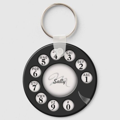 Old School Monogram Rotary Phone Dial Keychain