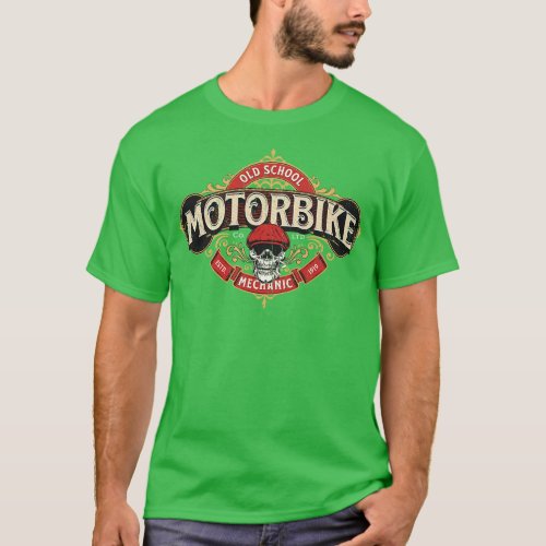 Old school motorbike mechanic distressed T_Shirt
