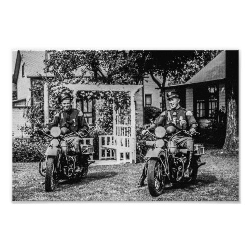 Old School Motorcycle Cops Vintage Photo Print
