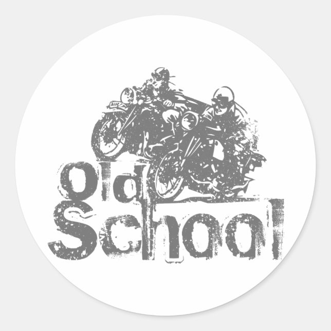 Old School Motorcycle Racing Classic Round Sticker (Front)