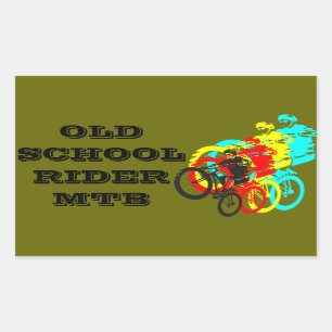 Old school MTB / Trials bike wheelie Rectangular Sticker