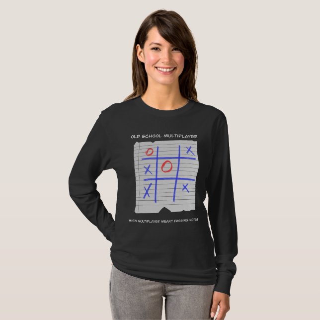 Old School Multiplayer Tic Tac Toe Nostalgic T-Shirt (Front Full)