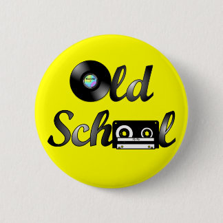 Old School Music Media Round (Yellow) Button
