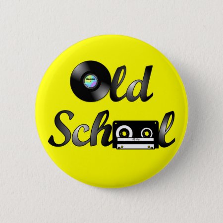 Old School Music Media Round (yellow) Button