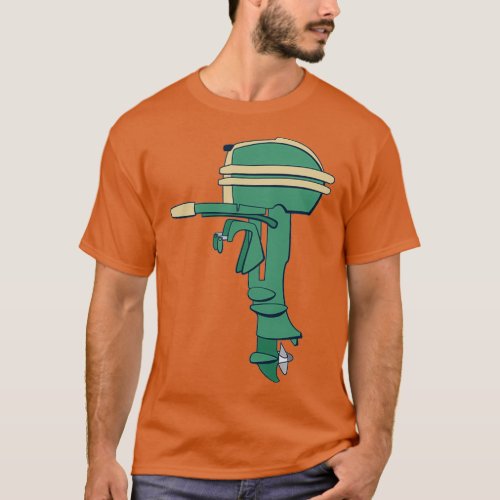 Old School Outboard Green Vintage Boat Motor T_Shirt