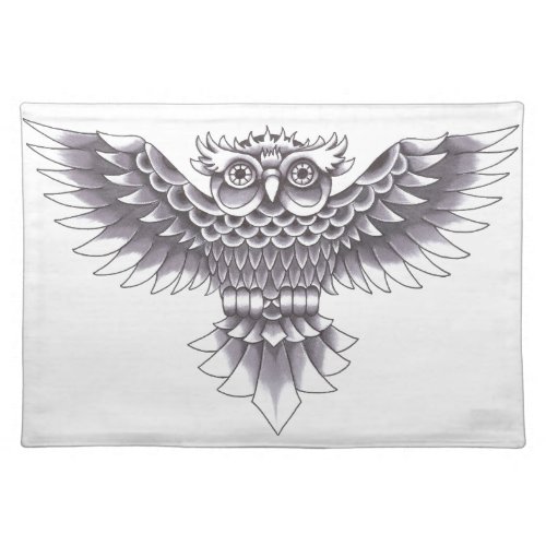 Old School Owl Tattoo Design Placemat