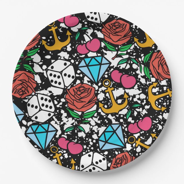 Old School Pattern Paper Plates (Front)